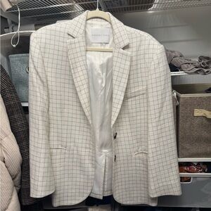 ANDREA tang Cream Windowpane Check Blazer